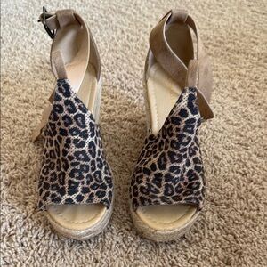 Cityclassified Brown Tan Espadrille Wedge Sandals